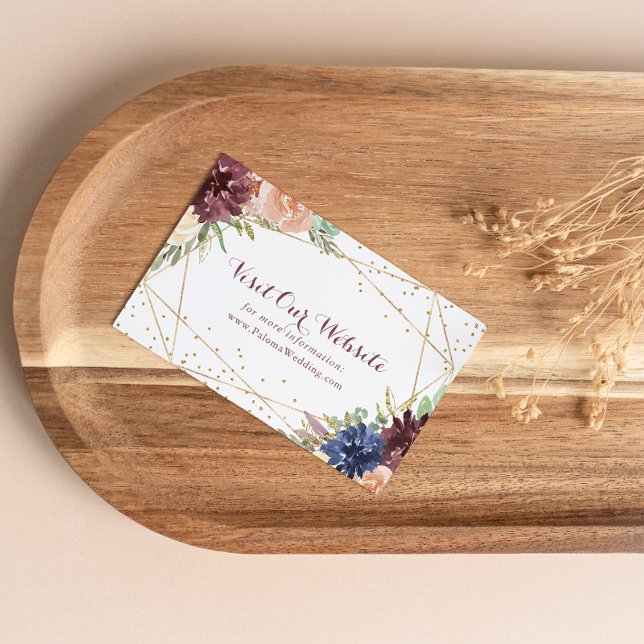 Cartão De Informações Site Geométrico Rustic Dourado Glitter Wedding (Criador carregado)