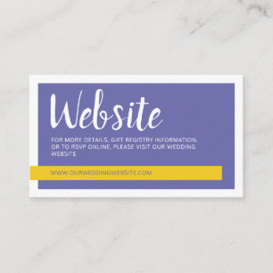 Cartão De Informações Site moderno de casamento roxo e amarelo