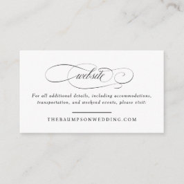 Cartão De Informações Site Pequeno de Casamento do Script Clássico Elega