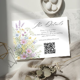 Cartão De Informações Site QR de Casamento de Jardim Floral de Flor Silv