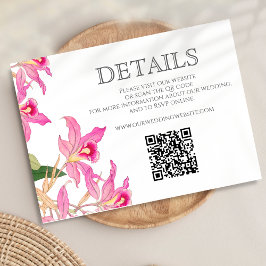 Cartão De Informações Site QR de casamento floral tropical de orquídea r