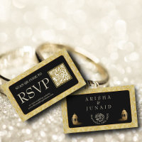 Site Real Dourado Damask Muslim QR Code RSVP Wedd
