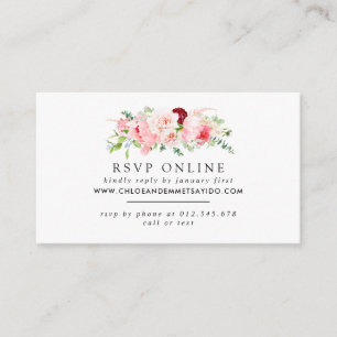 Cartão De Informações Site Rustic Blush Pink Peony Casamento RSVP