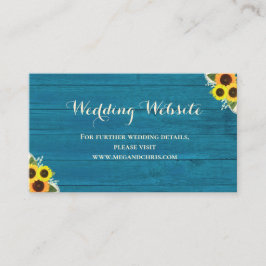 Cartão De Informações Site Rustic Country Teal Sunflower