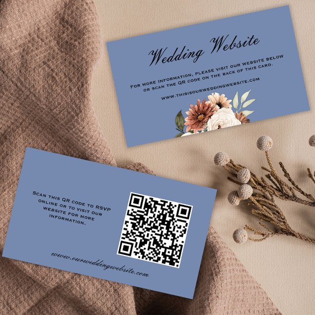 Cartão De Informações Site Rustic Wildflower Blue Wedding (Criador carregado)