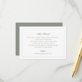 Cartão De Informações Site Tradicional de Casamento em Verde Sage
