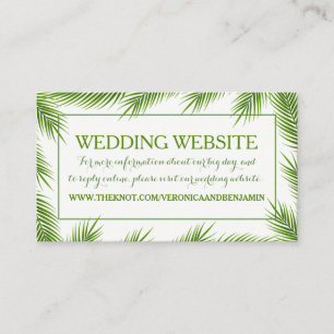 Cartão De Informações Site Tropical Palm Leaves Beach Wedding