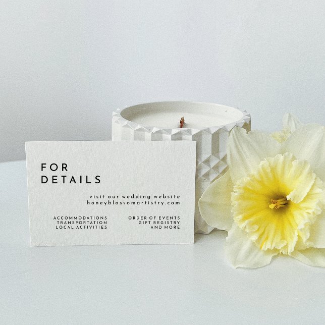 Cartão De Informações Site White Modern Bold Wedding (Criador carregado)
