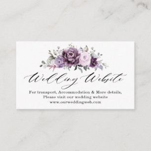 Cartão De Informações Sítio de Casamento com Moody Bloom Púrpura Dusty