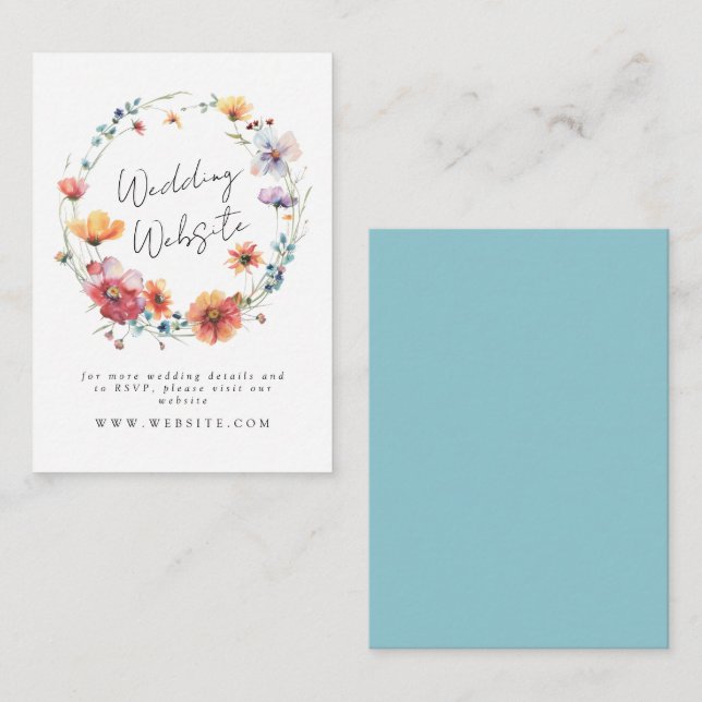Cartão De Informações Sítio de Casamento de Wreath Summer, em Maravilha  (Frente/Verso)