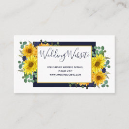 Cartão De Informações Sítio de Casamento Rustic Sunflower Marinho Blue R
