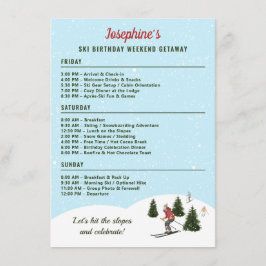 Cartão De Informações Ski Birthday Trip Weekend Getaway Itinerary