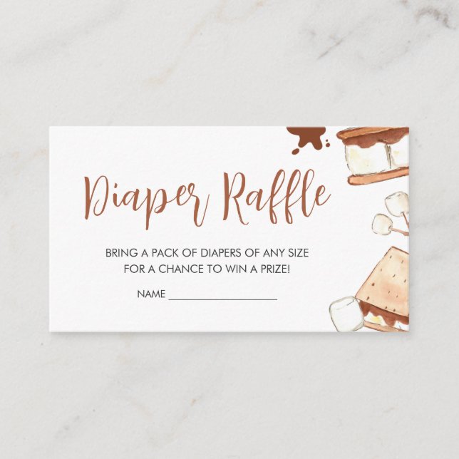 Cartão De Informações S'mores Camping Chá de fraldas Fralda Raffle (Frente)