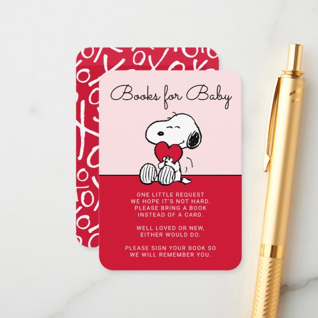 Cartão De Informações Snoopy | Little Sweetheart Baby Shower Enclosure C (Frente/Verso In Situ)