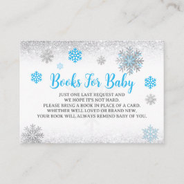Cartão De Informações  Snowflake Blue & Silver Baby Shower Book Request 