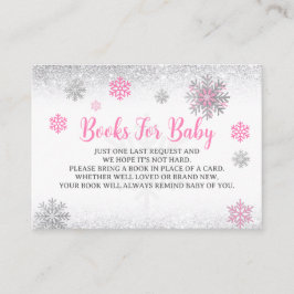 Cartão De Informações  Snowflake Pink & Silver Baby Shower Book Request 