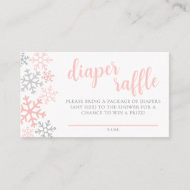 Cartão De Informações Snowflake Winter Girl Baby Shower Diaper Raffle