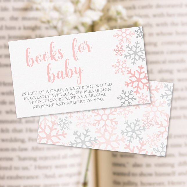 Cartão De Informações Snowflake Winter Girl Books For Baby Shower (Snowflake Winter Girl Books For Baby Shower Enclosure Card)