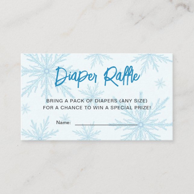 Cartão De Informações Snowflakes Boy Baby Shower Diaper Raffle Ticket (Frente)