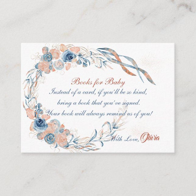 Cartão De Informações Sob o Chá de fraldas de Aquarela do Mar (Frente)