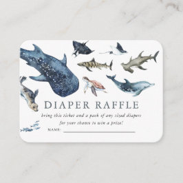 Cartão De Informações Sob o Chá de fraldas do oceano | Fralda Raffle
