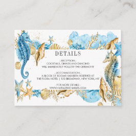 Cartão De Informações Sob o Mar Azul Dourado Detalhes do Casamento de Ve