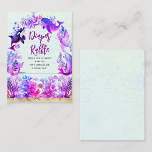 Cartão De Informações Sob o mar chá de fraldas de ripas de Fralda roxa