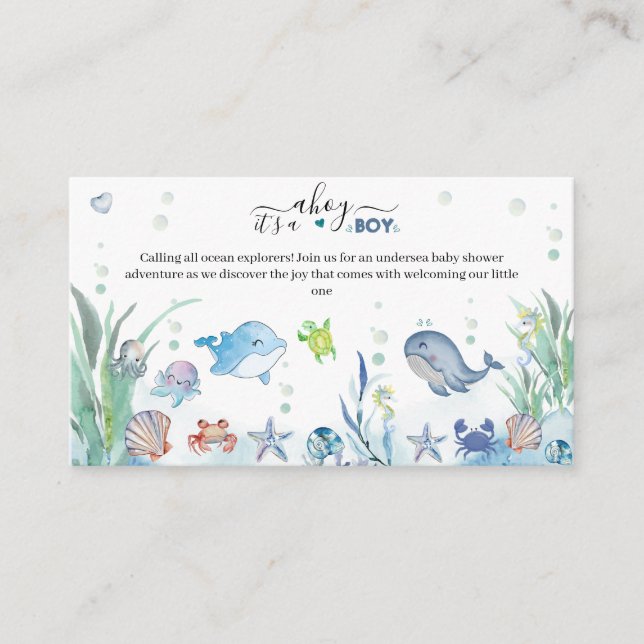 Cartão De Informações sob o mar, são pequenos animais oceânicos (Frente)