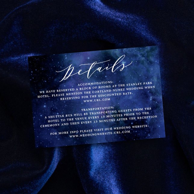 Cartão De Informações Sob Os Detalhes Do Casamento Espacial Das Estrelas (Criador carregado)