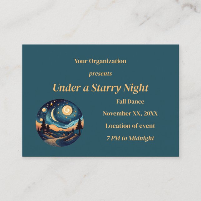 Cartão De Informações Sob uma Noite Estrelada (Frente)