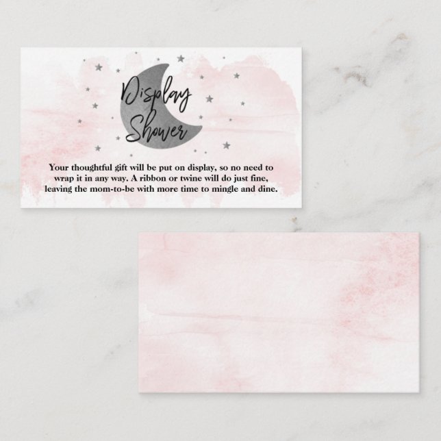 Cartão De Informações Sobre A Lua | Chá de Chá de fraldas para raparigas (Frente/Verso)