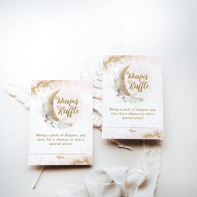 Cartão De Informações Sobre a Lua Dourada Fralda de uma menina rosa-rosa (Criador carregado)