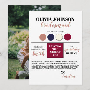 Cartão de Informações sobre Proposta de Bridesmaid