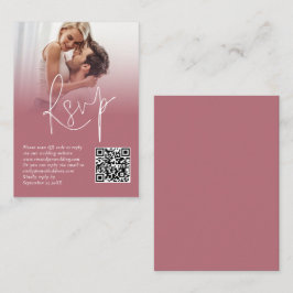 Cartão De Informações Sobreposição de Foto QR Rosa Dourado Script Casame