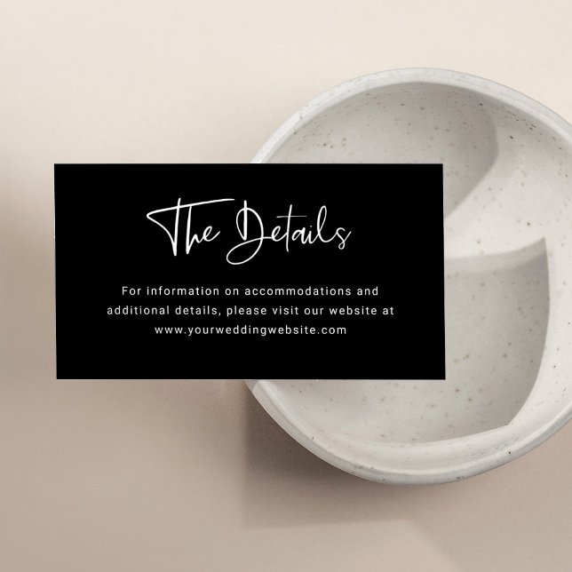 Cartão De Informações Sobreposição Preta Moderna | Detalhes do casamento (Criador carregado)