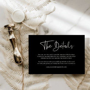 Cartão De Informações Sobreposição Preta Moderna   Detalhes do casamento