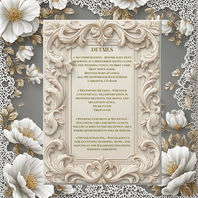 Cartão De Informações Soft Ivory Baroque Grandeur Acanthus Swirl Minimal (Soft Ivory Baroque Grandeur Acanthus Swirl Minimal Enclosure Card)