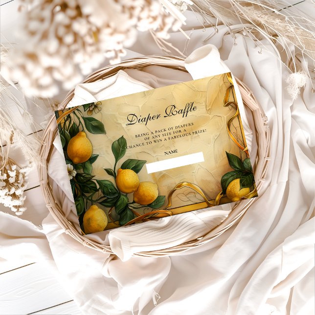 Cartão De Informações Soft Lemon Garden Baby Shower Diapper Raffle (Criador carregado)