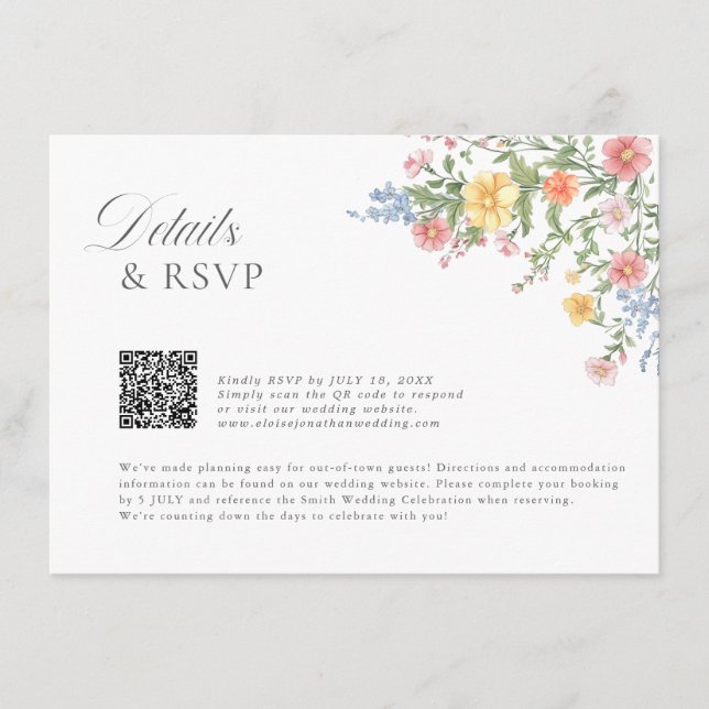 Cartão De Informações Soft Pastel Ornate Spring Garden Floral Wedding En (Frente)