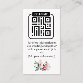 Cartão De Informações Soft Pink Peony & Eucalyptus Floral Casamento QR
