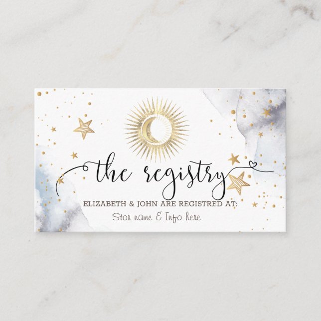 Cartão De Informações Sol Celestial,Lua,Estrelas (Frente)