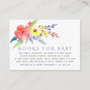 Cartão De Informações Solicitação Colorida de Livro de Bebês Floral d