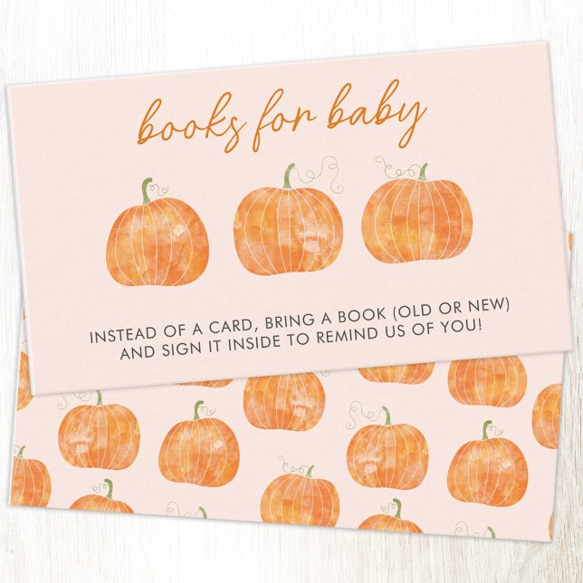 Cartão De Informações Solicitação de Chá de fraldas de Abóbora (Pumpkin autumn fall themed personalized Books for Baby book request enclosure card)