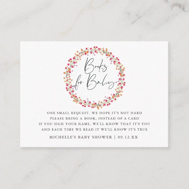 Cartão De Informações Solicitação de Chá de fraldas de Aquarelle Wild Fl (Frente)