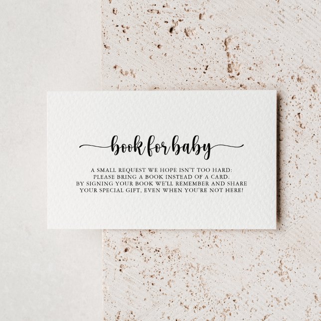 Cartão De Informações Solicitação de Chá de fraldas de caligrafia minima (Criador carregado)