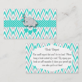 Cartão De Informações Solicitação de Chá de fraldas de Elefante Turquesa