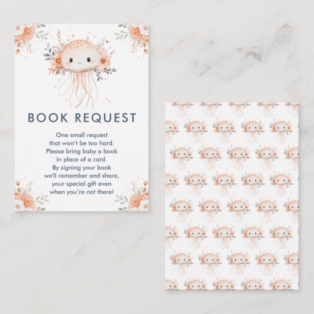 Cartão De Informações Solicitação de Chá de fraldas de medusa floral bra (Frente/Verso)