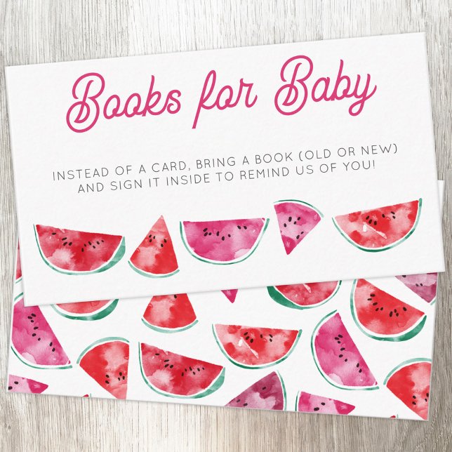 Cartão De Informações Solicitação de Chá de fraldas de Watermelon Waterc (Watermelon watercolor books for baby baby shower enclosure card)
