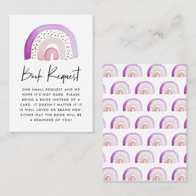 Cartão De Informações Solicitação de Chá de fraldas do Arco-Íris Roxo (Frente/Verso)