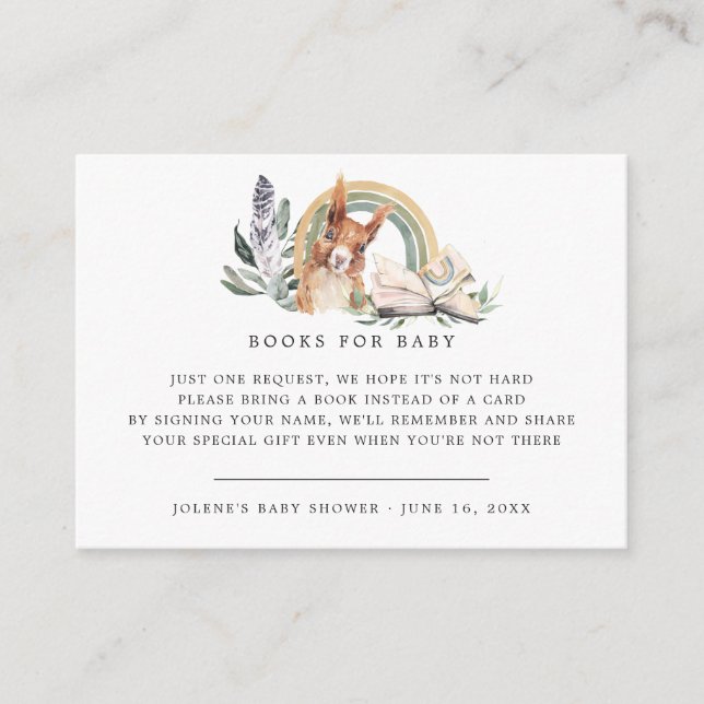 Cartão De Informações Solicitação de Livro | Animais Florestais (Frente)